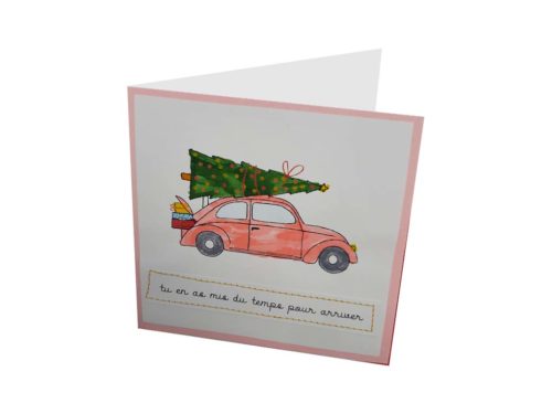 Carte tu en a mis du temps ... avec voiture