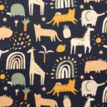 Hochet_Jersey de coton_Animaux de la savane_marine-multicolore