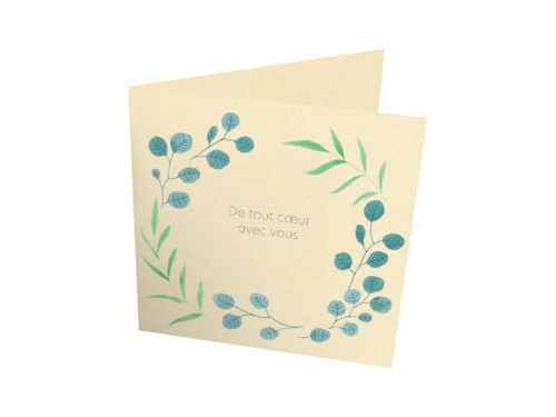 Carte Deuil - Couronne de feuilles