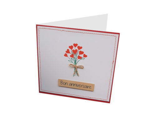 Carte - Anniversaire _ Bouquet de coeurs