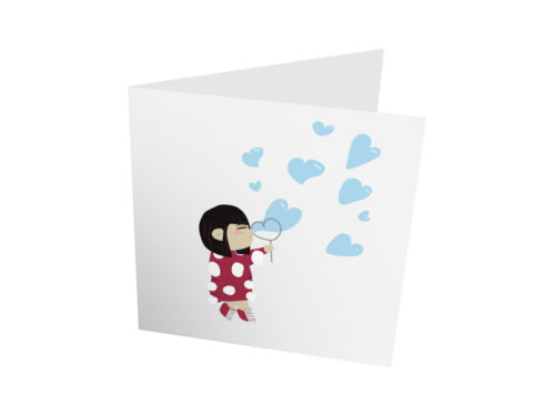 Carte - Fille avec des coeurs