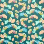 Toile cirée - coton enduit_Ginkgo_pétrole-pink-turquoise-saumon