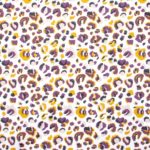 Toile cirée - Léopard - offwhite-violet-jaune moutarde