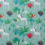 Toile cirée - Âne_animaux_vieux menthe-rouge-gris