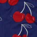 Toile cirée-Cerises_bleu foncé-rouge-blanc